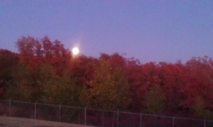 View of the moon down the hill on wellsite 3 eve.